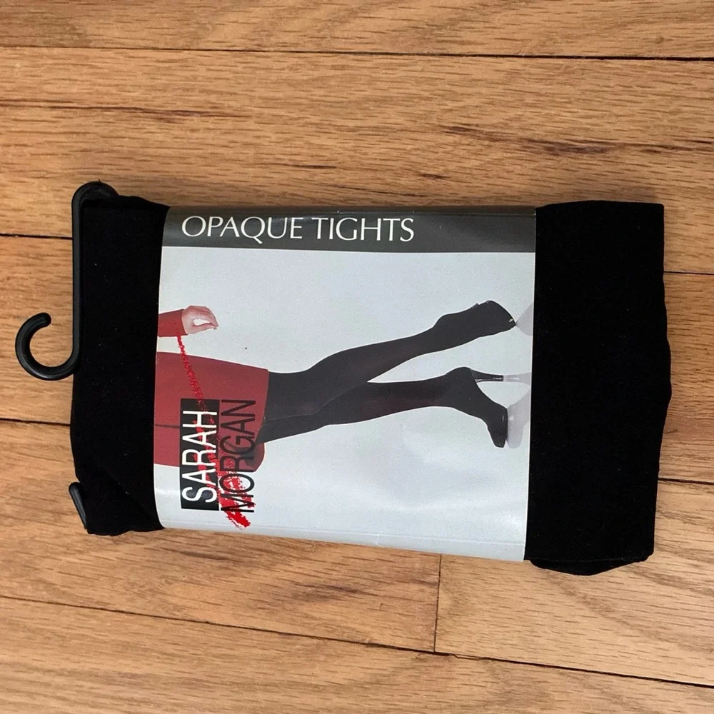NWT Sarah Morgan Opaque Tights, Black, Med/Tall New Vintage (late 90’s)